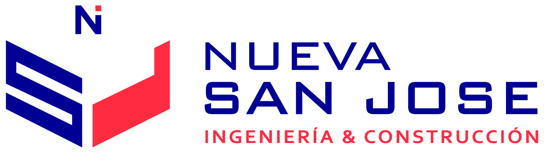Logo de color rojo y azul, de Nueva San José